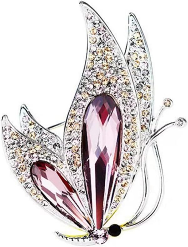 61M3hPypOpL._AC_SL1500 Vintage Rhinestone Crystal Inlaid Butterfly Brooch Women Girls Party Elegant Insect Enamel Pins(Purple)