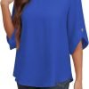 Women's 2024 Summer Chiffon Blouses Bell Short Sleeve Tshirts Casual Loose Flowy Dressy Work Tops for Leggings Blouse