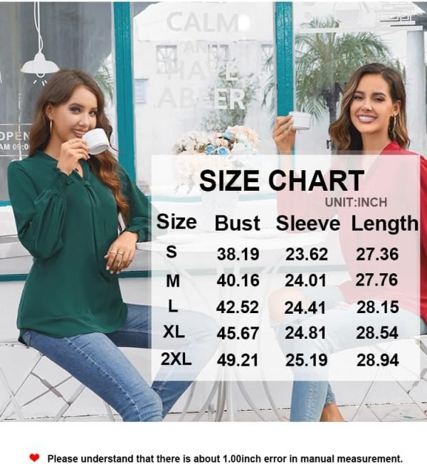 61NJXBlVDCL._AC Women's Fall Long Sleeve Chiffon Blouse Winter V-Neck Tunic Tops Business Shirt