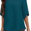 Women's 2024 Summer Chiffon Blouses Bell Short Sleeve Tshirts Casual Loose Flowy Dressy Work Tops for Leggings Blouse