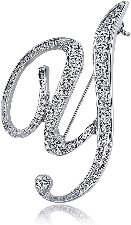61RmYMjS-mL._AC_SL1000 Letter Brooch Pins Initial Rhinestone Brooch for Women Crafts Silvery A-Z