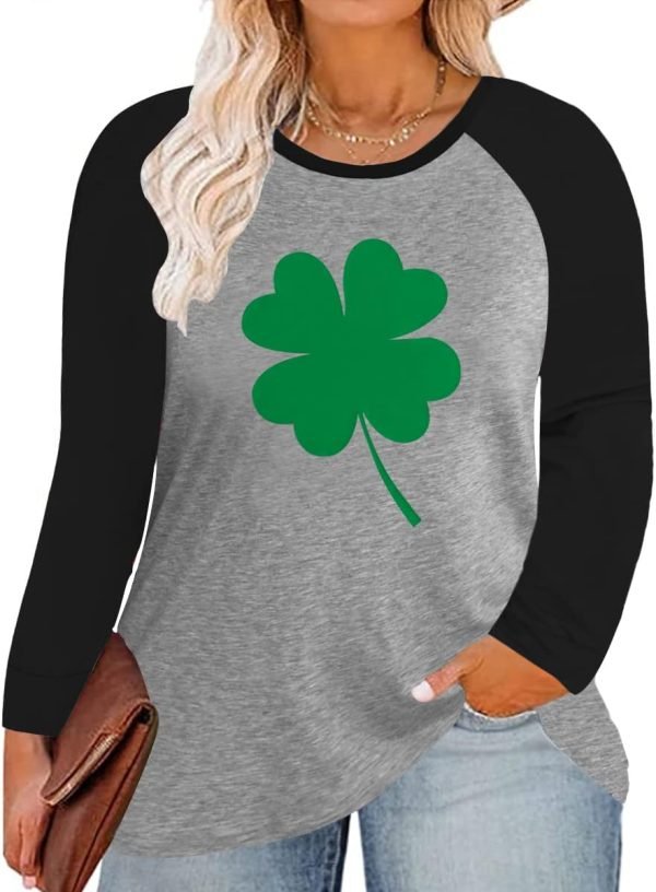 61SxBgs64zL._AC_SL1200 Plus Size T Shirt for Women Long Sleeve Raglan Tops Tee Shirts Color Block Top Leopard Plaid Print XL-5XL 14W-28W