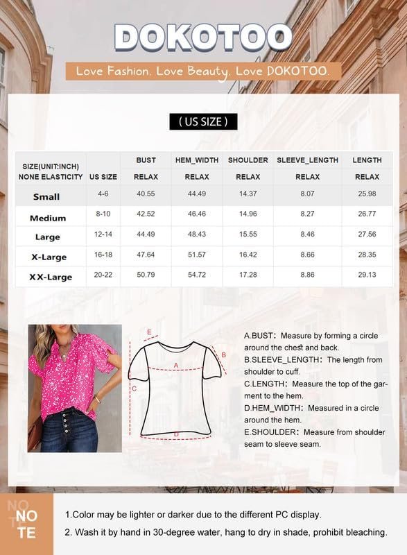 61U-4DZEJqL._AC Women's Casual V Neck Alicia Floral Print Smocked Short Sleeve Chiffon Blouses Bohemian Top Shirts