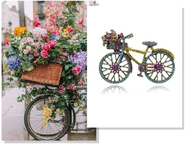 Rhinestone Creative Bicycles Brooch Pin for Women Retro Elegant Handmade Blue Brooches Pins Classic Wedding Fashion Jewelry Accessories Gift