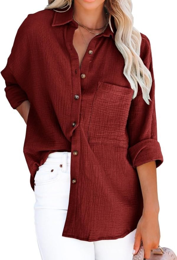 61Ur4x1rNpL._AC_SL1169 Women's V Neck Short Sleeve Button Down Shirts Casual Chiffon Blouses Tops