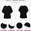Womens Casual V Neck Loose 3/4 Bell Sleeve Chiffon Blouse Shirt Pleated Flowy Tunic Tops