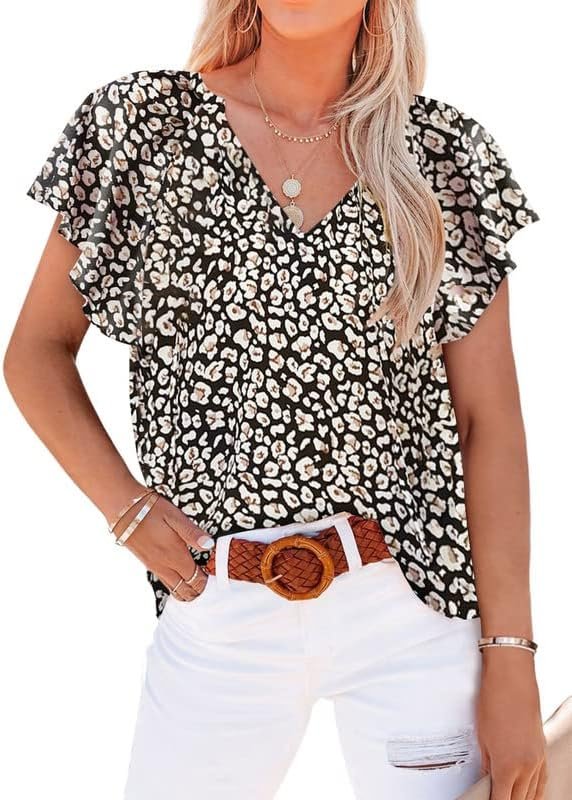 Women's Casual Boho Floral Print V Neck Long Sleeve T Shirt Blouses