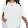 Women Summer Batwing Sleeve Chiffon Tunic Tops Dressy Scoop Neck Casual Loose Flowy Shirts