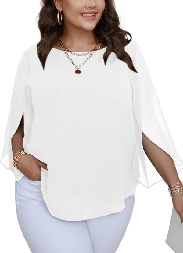 61WFR_FSH8L._AC_SL1500 Women Summer Batwing Sleeve Chiffon Tunic Tops Dressy Scoop Neck Casual Loose Flowy Shirts