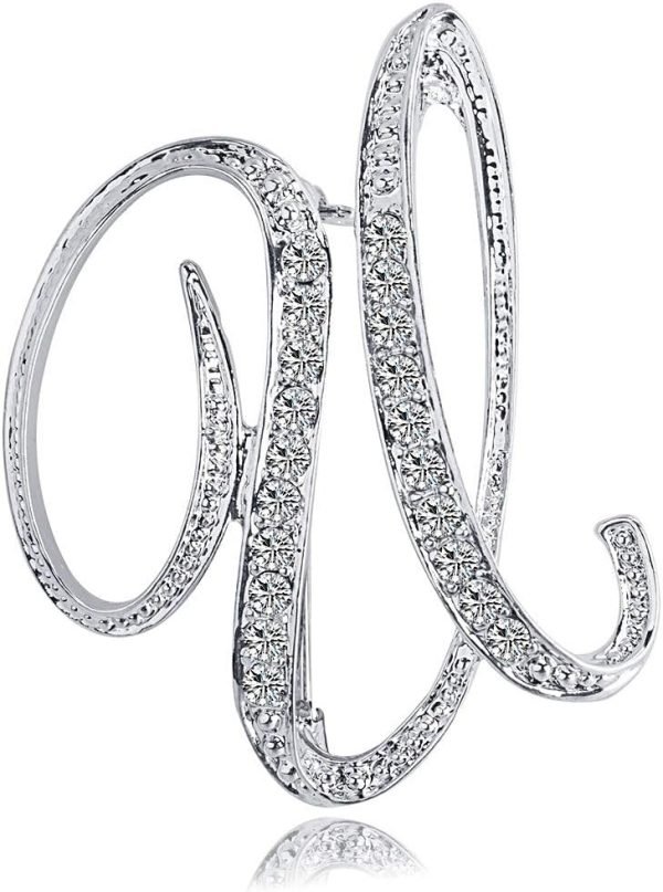 61X2rFnKqeL._AC_SL1000 Letter Brooch Pins Initial Rhinestone Brooch for Women Crafts Silvery A-Z