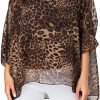 Women Chiffon Blouse Floral Batwing Sleeve Beach Cover Loose Tunic Shirt Tops
