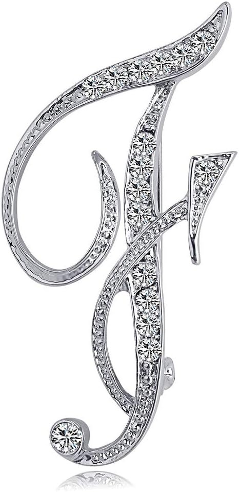 61YfHPYqDNL._AC_SL1000 Letter Brooch Pins Initial Rhinestone Brooch for Women Crafts Silvery A-Z