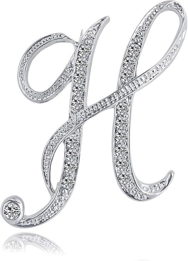 61_hYXwzORL._AC_SL1000 Letter Brooch Pins Initial Rhinestone Brooch for Women Crafts Silvery A-Z