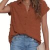 Women White Button Down Shirt Dressy Casual Work Tops Chiffon Blouse Summer Short Sleeve Shirts