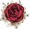 Elegant Rose Flower Brooch Pin for Women Men Wedding Party Gentleman's Essentials Handmade Crystal Pearl Fabric Flower Lapel Pin Dress Suit Accessories Boutonniere Ideas Gift Valentine's Day