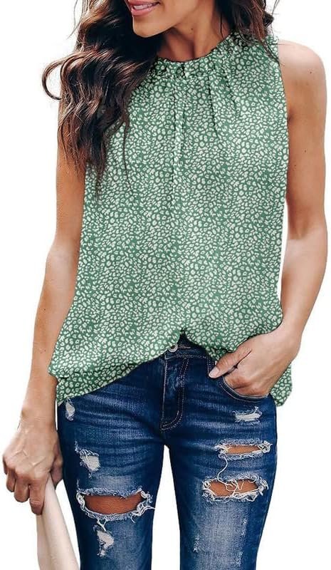 61cvrQkTmcL._AC_3571dcdd-f8e3-4dee-b39f-89f0e8950a89 Womens Casual Sleeveless Shirts Halter Neck Leopard Print Tank Top and Blouses