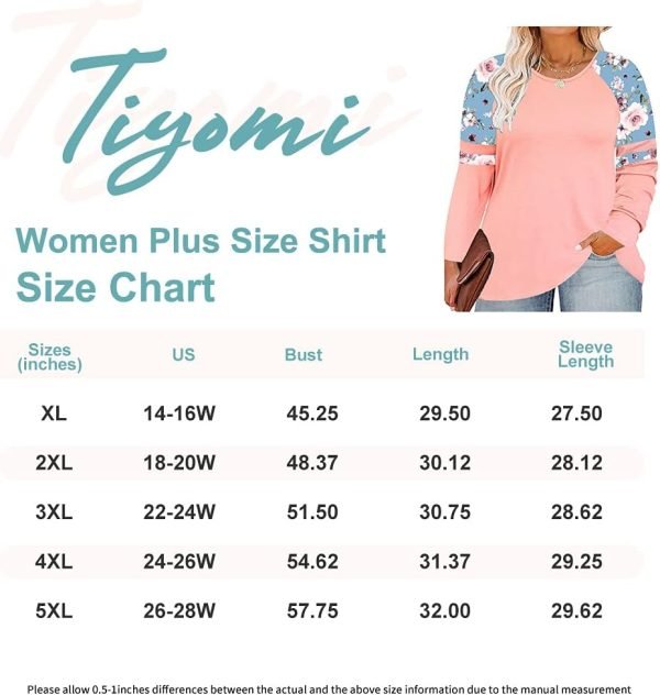 61dFgTe4YhL._AC_SL1200 Plus Size T Shirt for Women Long Sleeve Raglan Tops Tee Shirts Color Block Top Leopard Plaid Print XL-5XL 14W-28W