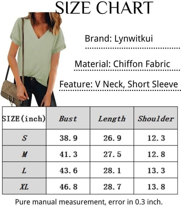 61dk1fSSpTL._AC_SL1000 Women V Neck Chiffon Blouse Short Sleeve Summer Casual Loose Shirt Tops