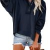 Hoodies for Women 2024 Fashion Fall V Neck Button Down Long Sleeve Hooded Sweatshirts Tops
