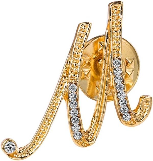 61h54ogag9L._AC_SL1000 Initial Letter Brooch Pin Small Lapel Pin Tie Tack Name Personalized Gifts for Women Men Gold A-Z