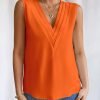 Sleeveless Chiffon Tops for Women Summer Triple V-neck T Shirts Business Office Dressy Outfit Blouse