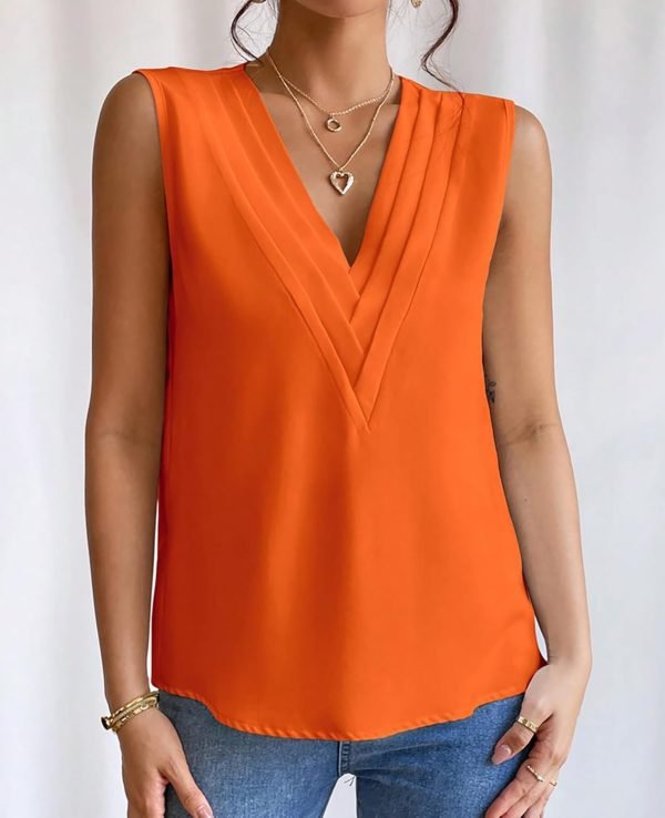Sleeveless Chiffon Tops for Women Summer Triple V-neck T Shirts Business Office Dressy Outfit Blouse