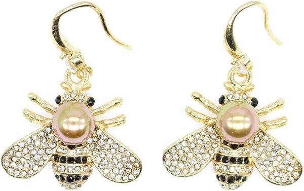 61i3ZnKhxuL._AC_SL1000 Honey Bee Brooches Crystal Insect Themed Bee Brooch Animal Fashion Shell Pearl Brooch Pin Gold Tone