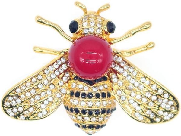 61iRD9Y_7IL._AC_SL1000 Honey Bee Brooches Crystal Insect Themed Bee Brooch Animal Fashion Shell Pearl Brooch Pin Gold Tone