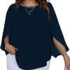 Women Summer Batwing Sleeve Chiffon Tunic Tops Dressy Scoop Neck Casual Loose Flowy Shirts