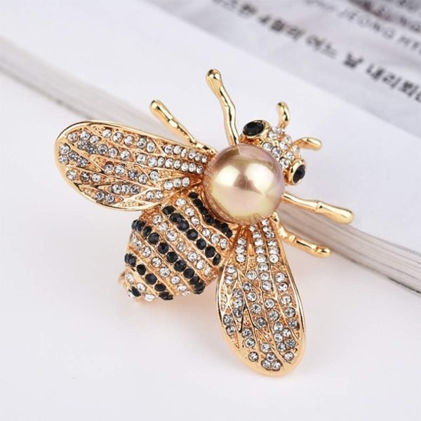 61jd7s5WxZL._AC_SL1000 Honey Bee Brooches Crystal Insect Themed Bee Brooch Animal Fashion Shell Pearl Brooch Pin Gold Tone