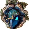 Rose Crystal Flower Brooch Vintage Palace Style Rhinestone Lapel Pin Wedding Bride Large Brooches For Woman Jewelry Clothing Decoration Christmas Gift