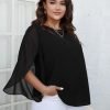 Women Summer Batwing Sleeve Chiffon Tunic Tops Dressy Scoop Neck Casual Loose Flowy Shirts