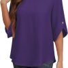Women's 2024 Summer Chiffon Blouses Bell Short Sleeve Tshirts Casual Loose Flowy Dressy Work Tops for Leggings Blouse
