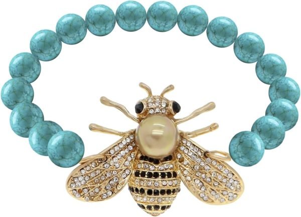 61pLAWv1PhL._AC_SL1500 Honey Bee Brooches Crystal Insect Themed Bee Brooch Animal Fashion Shell Pearl Brooch Pin Gold Tone