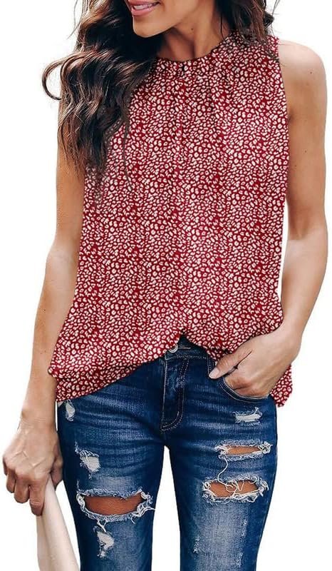 61puaMuBdEL._AC_98f98985-42c5-4a0e-afdb-b52ce7fca5b6 Womens Casual Sleeveless Shirts Halter Neck Leopard Print Tank Top and Blouses