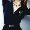 Number 5 Lapel Pins and Brooches Vintage Imitating Pearl Rhinestone Crystal Brooch Pin for Women Rhinestone Jewelry