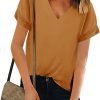 Women V Neck Chiffon Blouse Short Sleeve Summer Casual Loose Shirt Tops