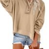Hoodies for Women 2024 Fashion Fall V Neck Button Down Long Sleeve Hooded Sweatshirts Tops