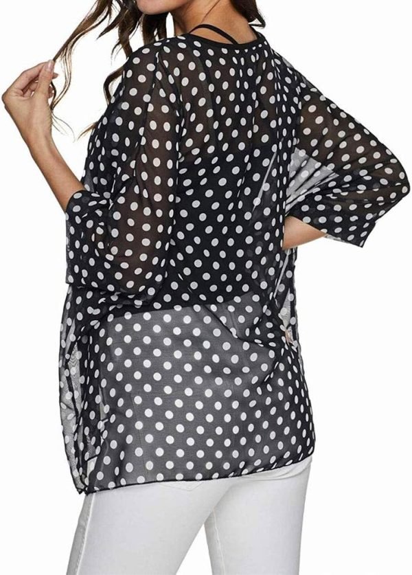 Women Chiffon Blouse Floral Batwing Sleeve Beach Cover Loose Tunic Shirt Tops