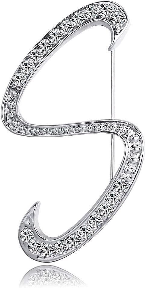61vJURbZkRL._AC_SL1000 Letter Brooch Pins Initial Rhinestone Brooch for Women Crafts Silvery A-Z
