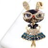 Rhinestone Lady Rabbit Brooch Pin for Women Girls Fashion Crystal Bunny Animal Brooches Lapel Pins Dainty Cute Christmas Graduation Honors Day Easter Jewelry Gift for Daughter Teacher Students