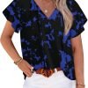 Womens 2024 Summer Tunic Tops Casual Short Sleeve Blouses V Neck Dressy Chiffon Boho Tshirts