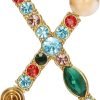Crystal Pearl Initial Brooch Gold Plated Enamel Colorful Letter Alphabet Breastpin Pin for GIFTS
