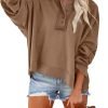 Hoodies for Women 2024 Fashion Fall V Neck Button Down Long Sleeve Hooded Sweatshirts Tops