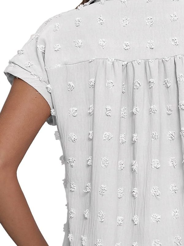 61zFve00WGL._AC_SL1500 Women White Button Down Shirt Dressy Casual Work Tops Chiffon Blouse Summer Short Sleeve Shirts
