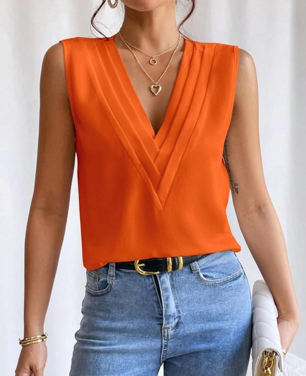 Sleeveless Chiffon Tops for Women Summer Triple V-neck T Shirts Business Office Dressy Outfit Blouse