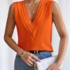 Sleeveless Chiffon Tops for Women Summer Triple V-neck T Shirts Business Office Dressy Outfit Blouse