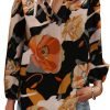 Women's Long Sleeve V Neck Shirt Dressy Pleated Top Casual Loose Chiffon Blouses