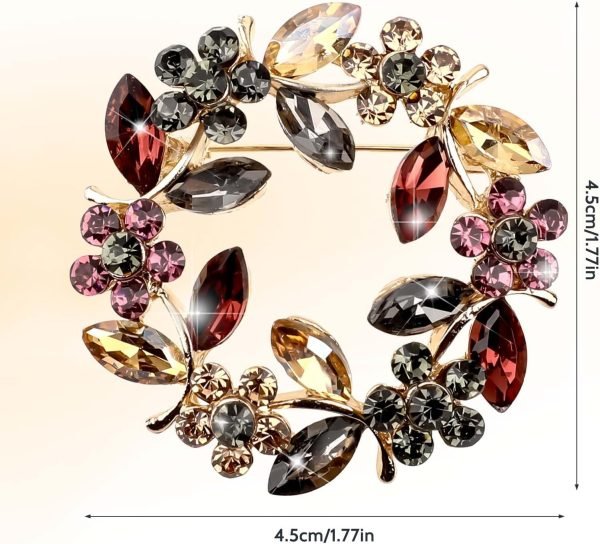 Flower Brooches for Women,Wreath Brooch Pin Rhinestone Brooch Pins Crystal Pearl Flower Brooches Pins Rose Flower Brooches Rose Floral Vintage Brooch for Women Girls Coats,Wedding,Shawls,Parties,Proms