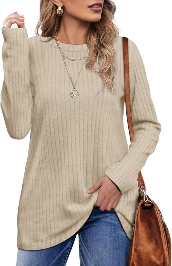 7122ZrZ-DqL._AC_SL1500 Long Sleeve Shirts for Women Lightweight Crew Neck Casual Tunic Tops